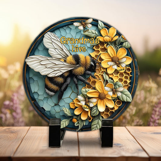Grandma's Hive Any Title - Personalized Grandma Round Shaped Stone