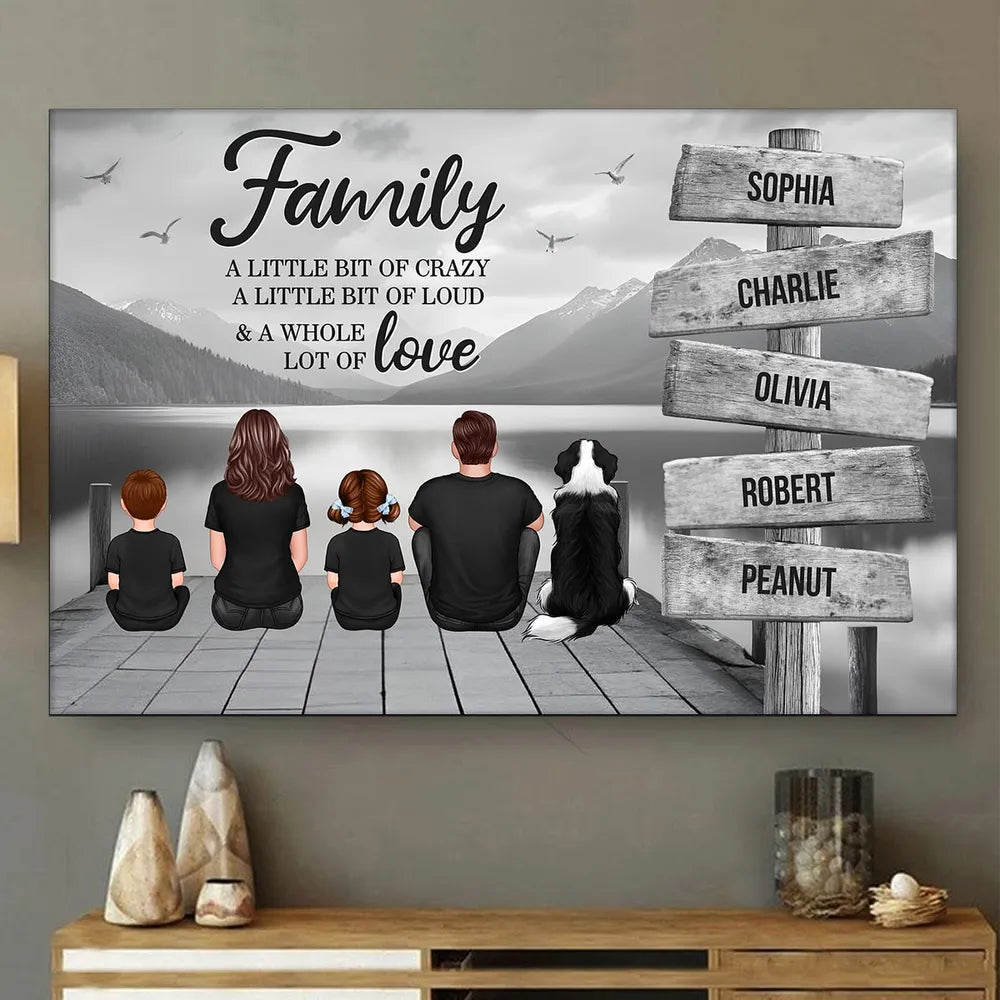 Beach Landscape Family A Little Whole Lot of Love Sign Posts Personalized Poster or Plaque or Ornament or Keychain, Home Decoration, Gift For Family