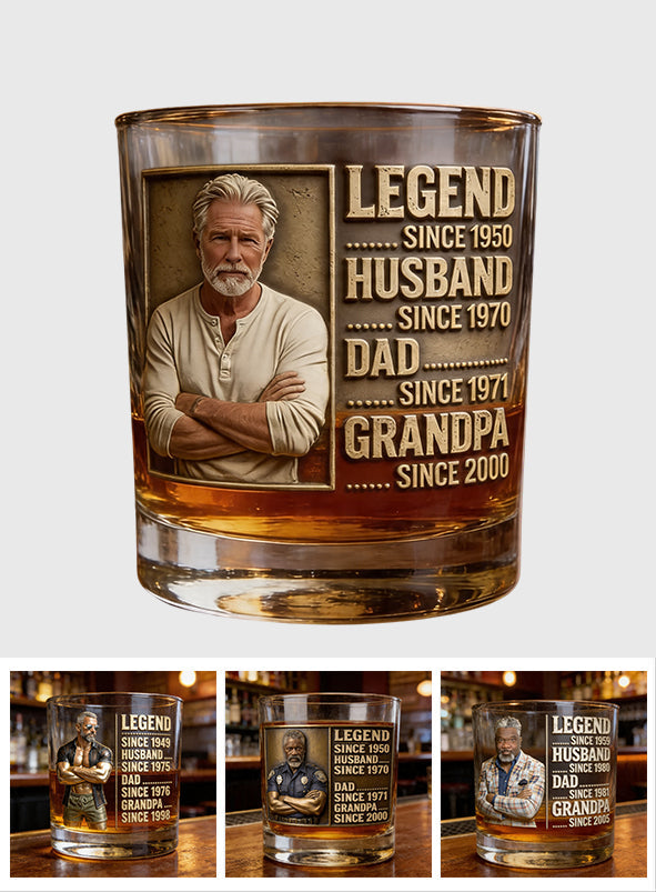 Legend Husband Dad Grandpa - Personalized Grandpa Whiskey Glass