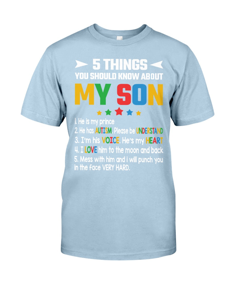 5 Things You Should Know About My Son - Autism Awareness T-shirt and Hoodie 0921