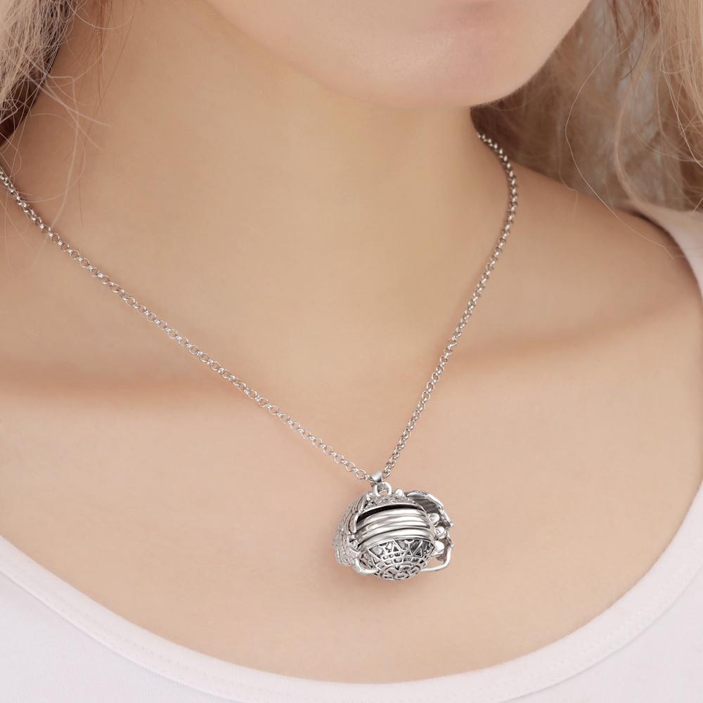 Any Photo - Personalized Angel Wings Expanding Photo Ball Locket Necklace