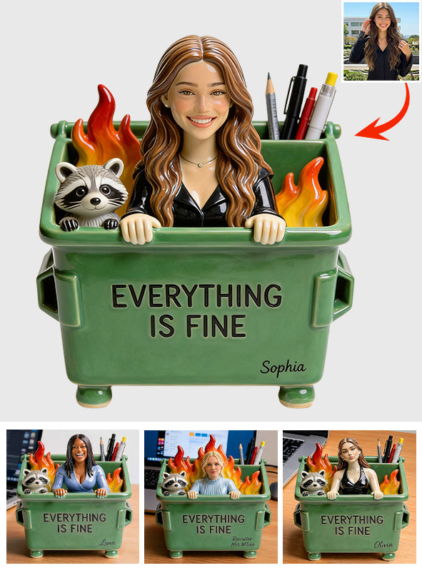 Dumpster Fire Everything Is Fine - Personalized Colleague Acrylic Pot