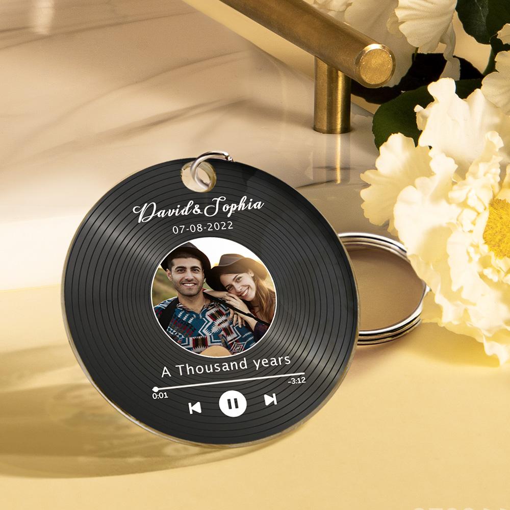 Custom Photo Calendar Vinyl Vinyl Record Calendar Keychain For Family, Friends, Couple - gift for anyone - Personalized Keychain
