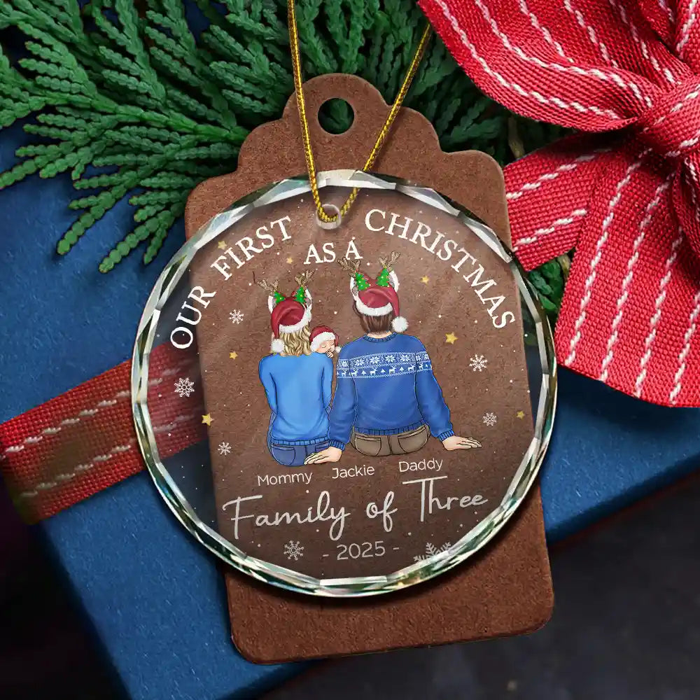 Crystal Ornament with Cozy Family Design for Christmas Tree Decoration, Perfect Gift for Holiday Memories