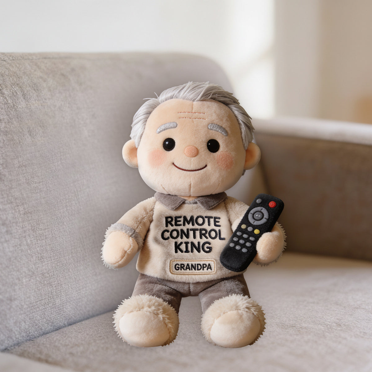 Funny Dad Papa Gift - Remote Control King - Personalized Father Premium Faux Fur Pillow