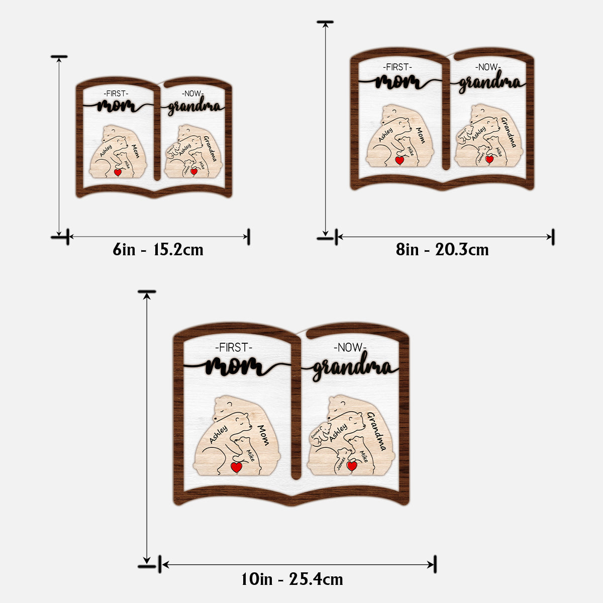 First Mom Now Grandma Bear - Personalized Grandma 2 Layered Wood Sign / Wood Plaque