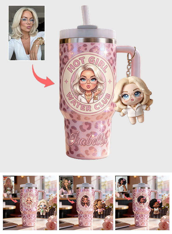 Hot Girl Water's Club, Gift for Women - Personalized Self love Tumbler With Plush Charm