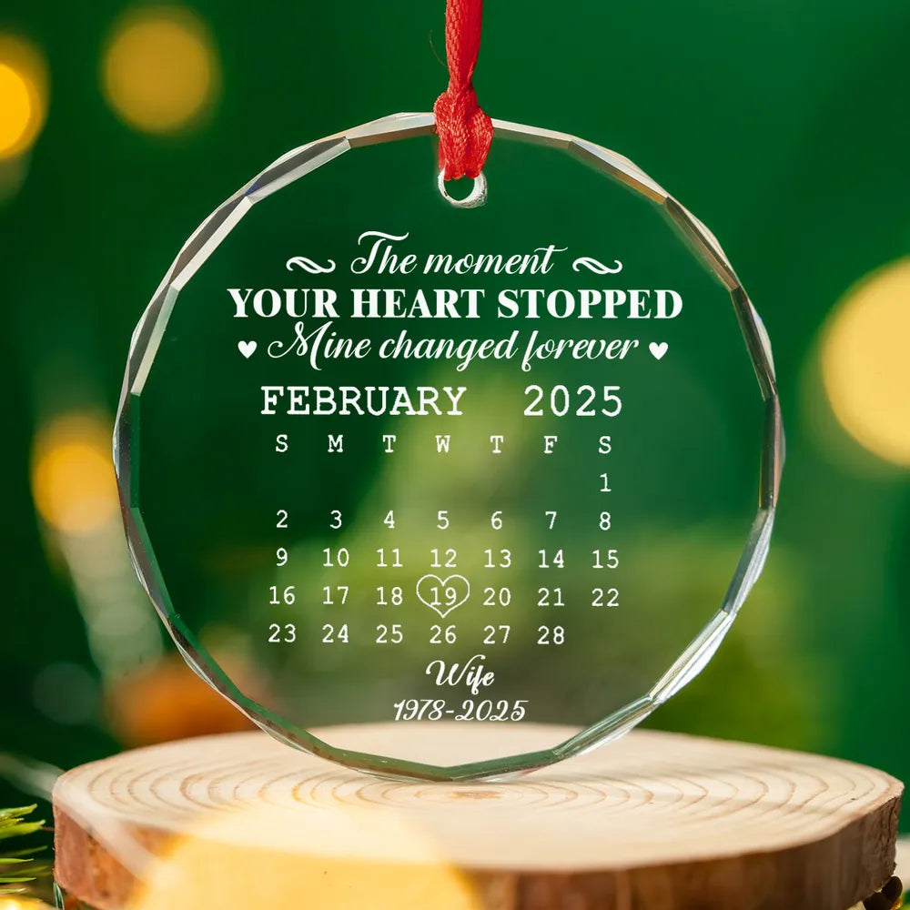 🌟 Eternal Keepsake: Personalized Crystal Calendar Ornament | Engrave Your "Moment The World Stopped" or Beloved's Name & Date