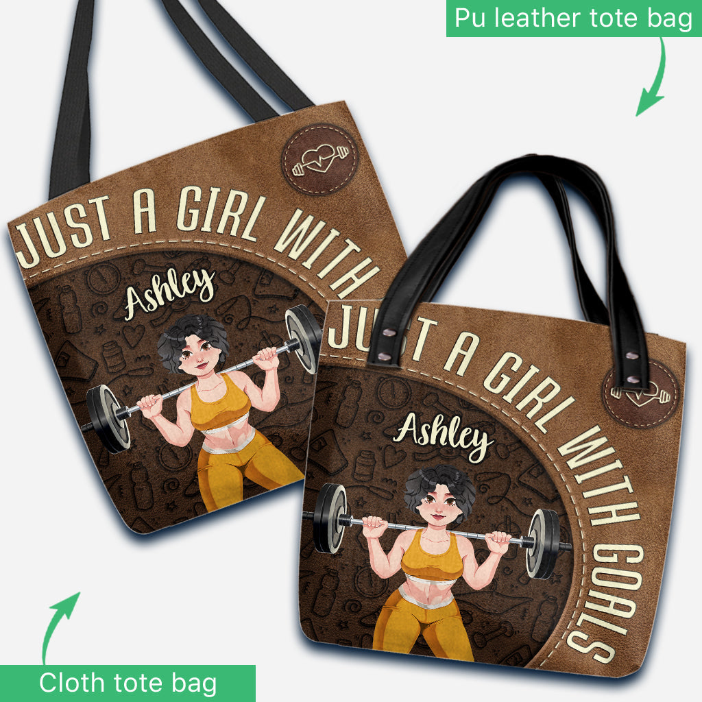 Just A Girl With Goals - Personalized Fitness Tote Bag