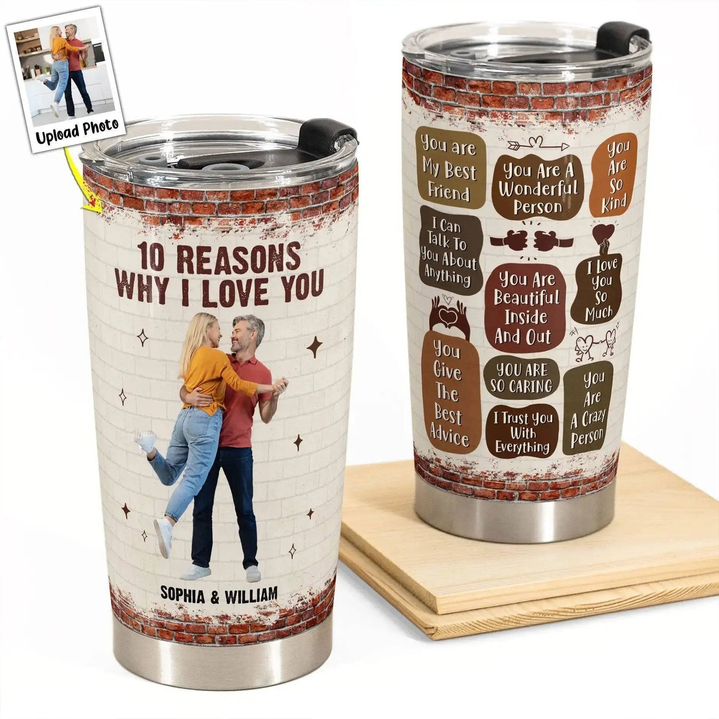 ‘10 Reasons of Love’ Customizable Photo Tumbler - Personalized with Your Special Memories