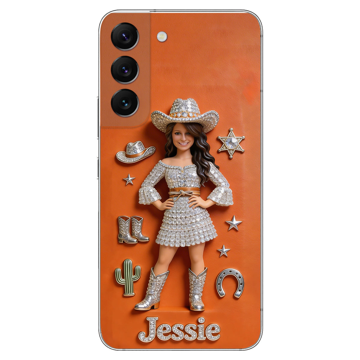 Cowgirl Spirit - Personalized Cowgirl 3D Embossed Leather Phone Case