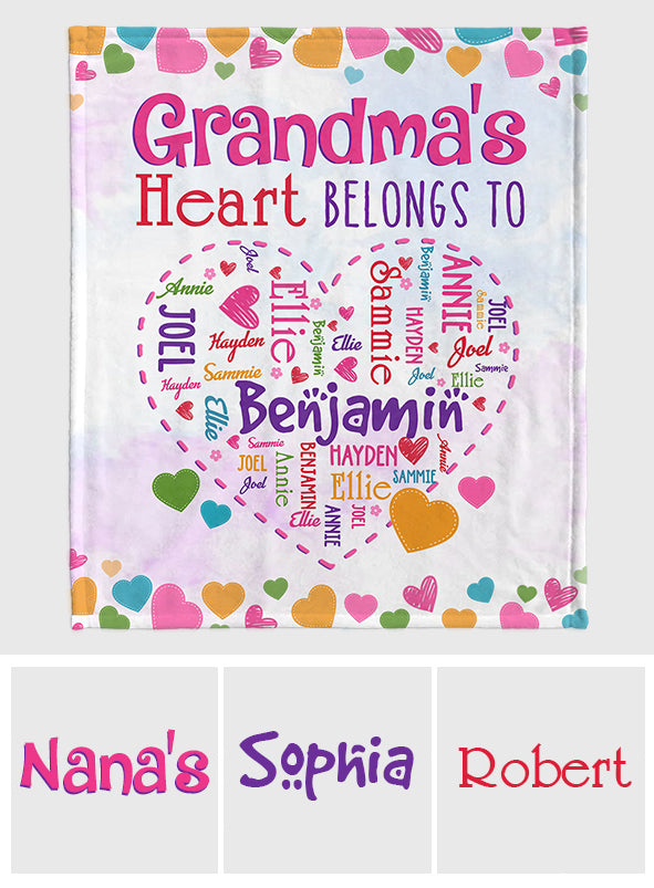 Grandma's Heart - Personalized Grandma Blanket