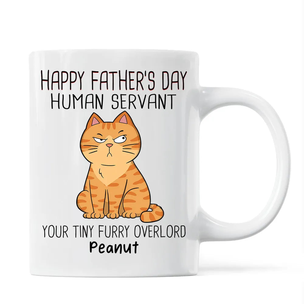 Funny Cat Lover White Ceramic Mug with Cartoon Design for Father’s Day, Perfect Gift for Dad from Pets