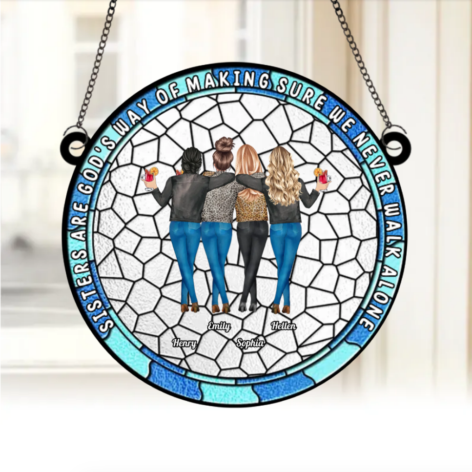 Personalized Best Friends Stained Gift - Custom Friendship Ornament or Keychain - Unique Gift for Sisters, Friends