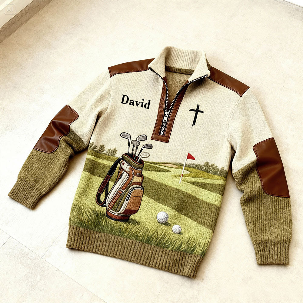 Coolest Golfer - Personalized Golf Men Zip-Up Sweatshirt
