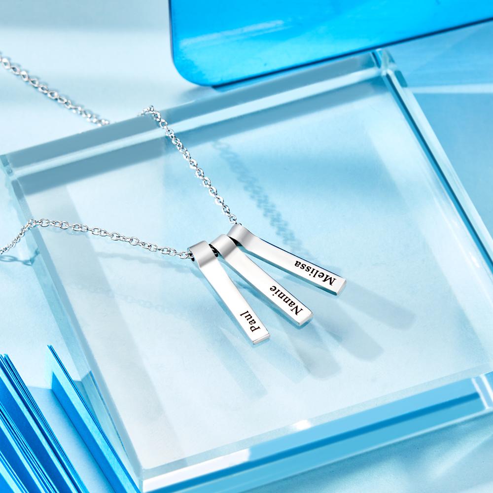 Any Name - Personalized Family Engraved Vertical 1-5 Names Necklace
