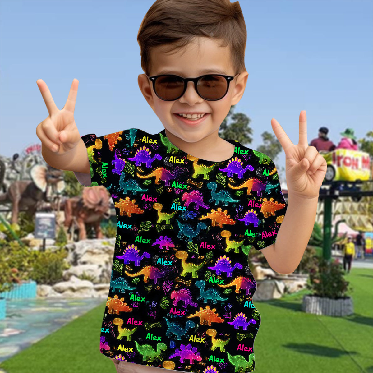Dinosaur Suitable for Kids to Go Out with Outdoor - Personalized Kid All Over Shirt