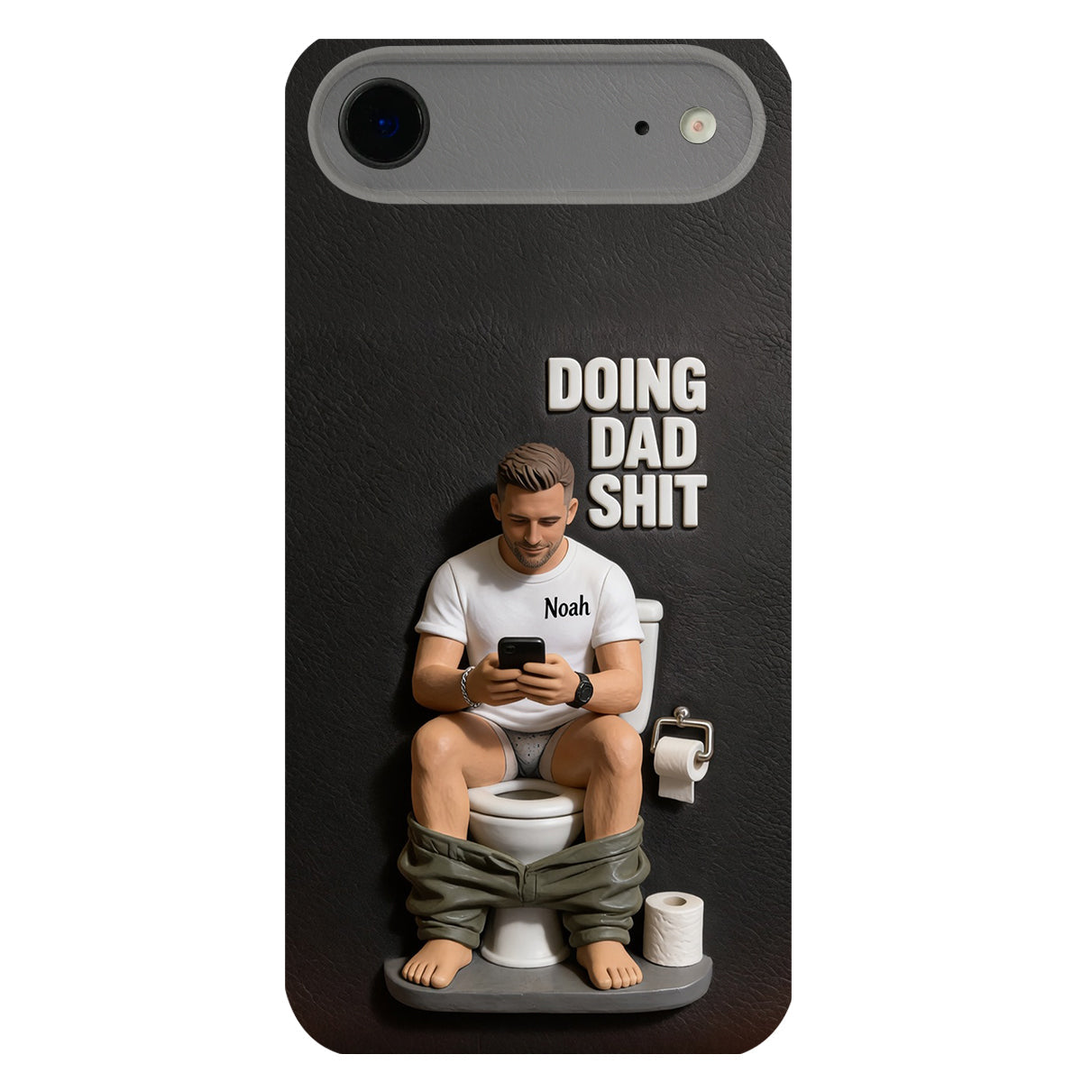 Doing Dad Shit - Personalized Father 3D Embossed Leather Phone Case