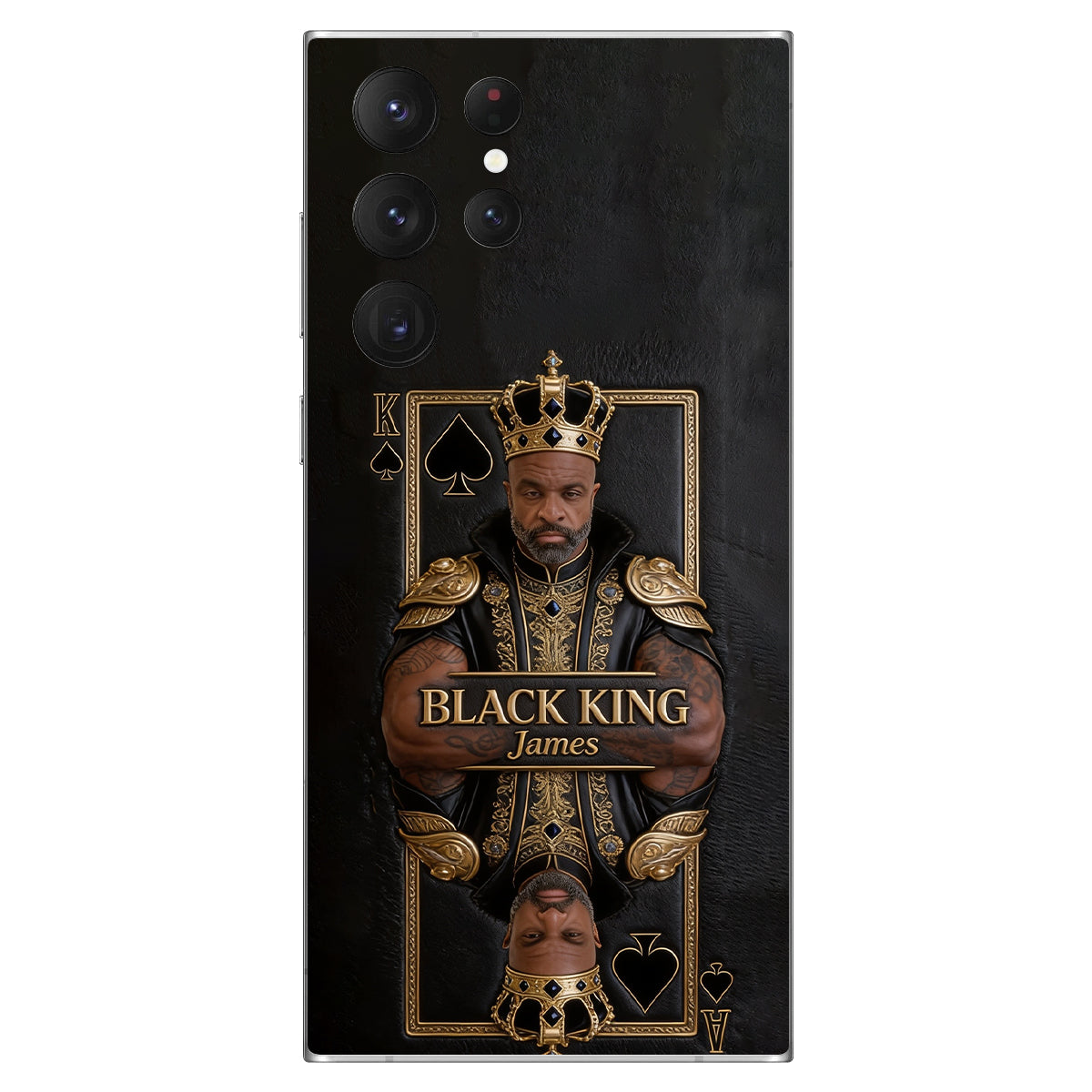 Black King - Personalized African American 3D Embossed Leather Phone Case