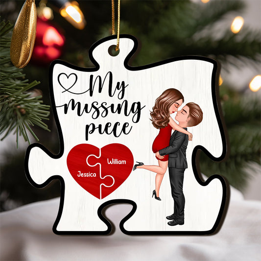 A Beautiful Expression of Deep Affection, Perfect for Gifting - 'My Missing Piece' Personalized Puzzle Heart 2-Layer Ornament- Romantic Valentine's & Anniversary Gift for Couples