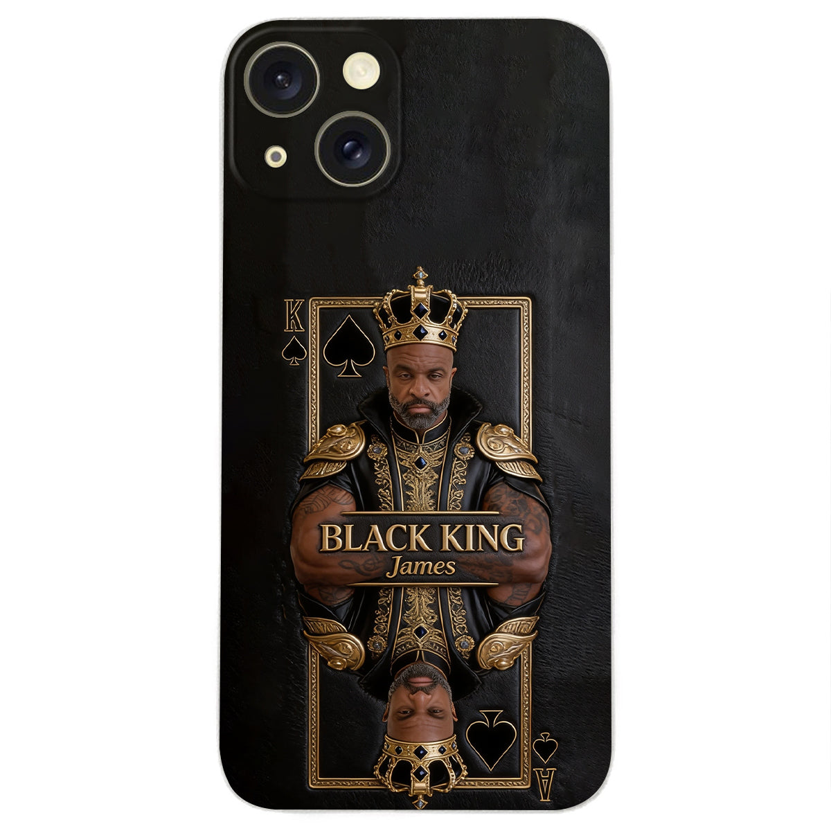 Black King - Personalized African American 3D Embossed Leather Phone Case
