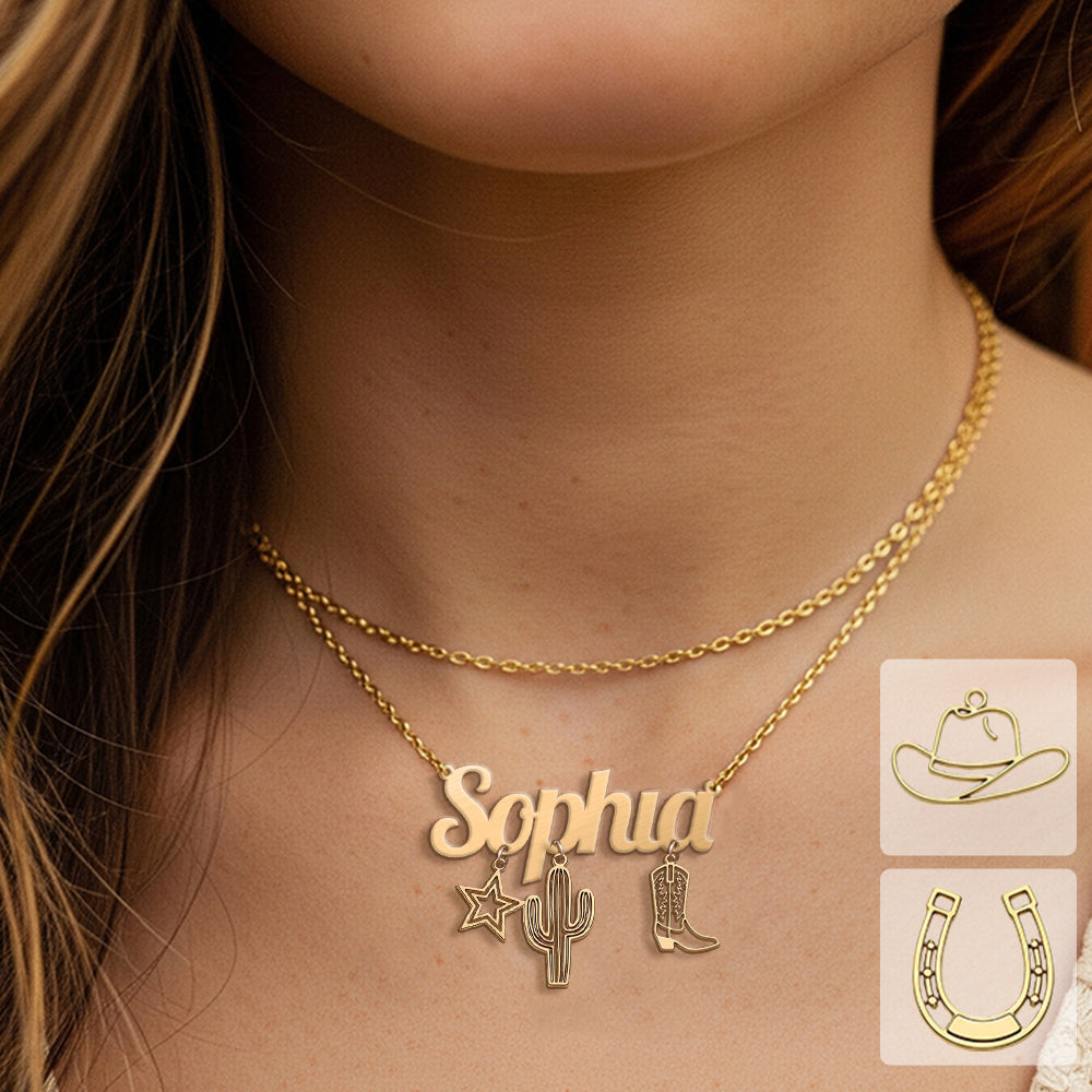 Cowgirl Era - Personalized Cowgirl Necklace With Charms