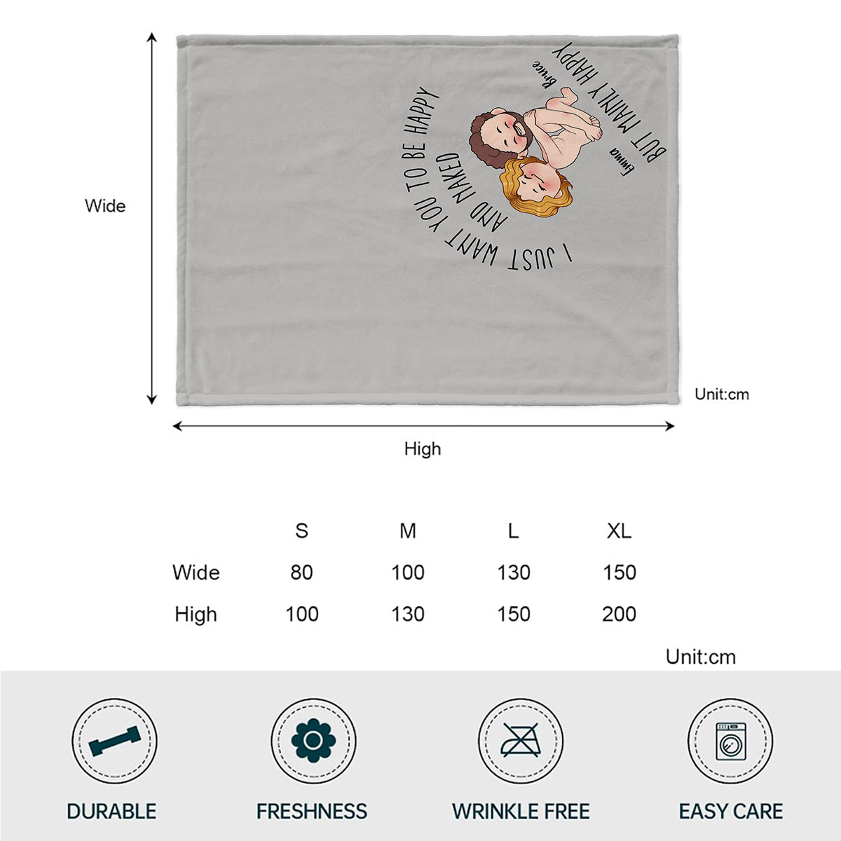 I Just Want You To Be Happy And Naked But Mainly Happy - Personalized Couple Blanket