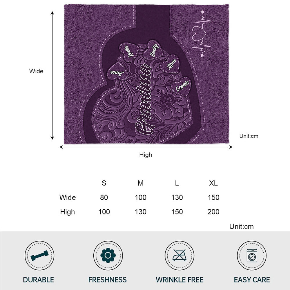 Grandma's Heart - Personalized Grandma Blanket