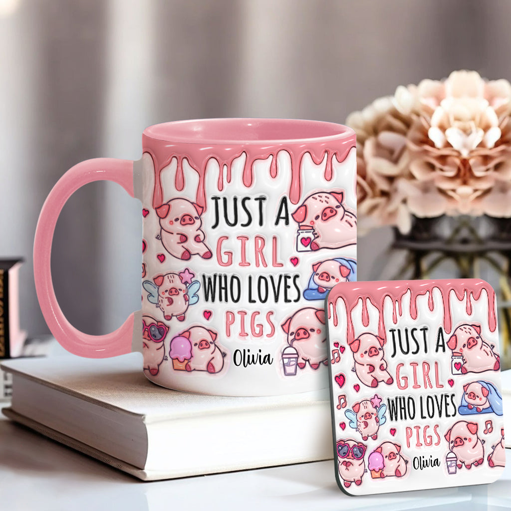 Just A Girl Who Loves Pigs - Personalized Pig Lover Accent Mug
