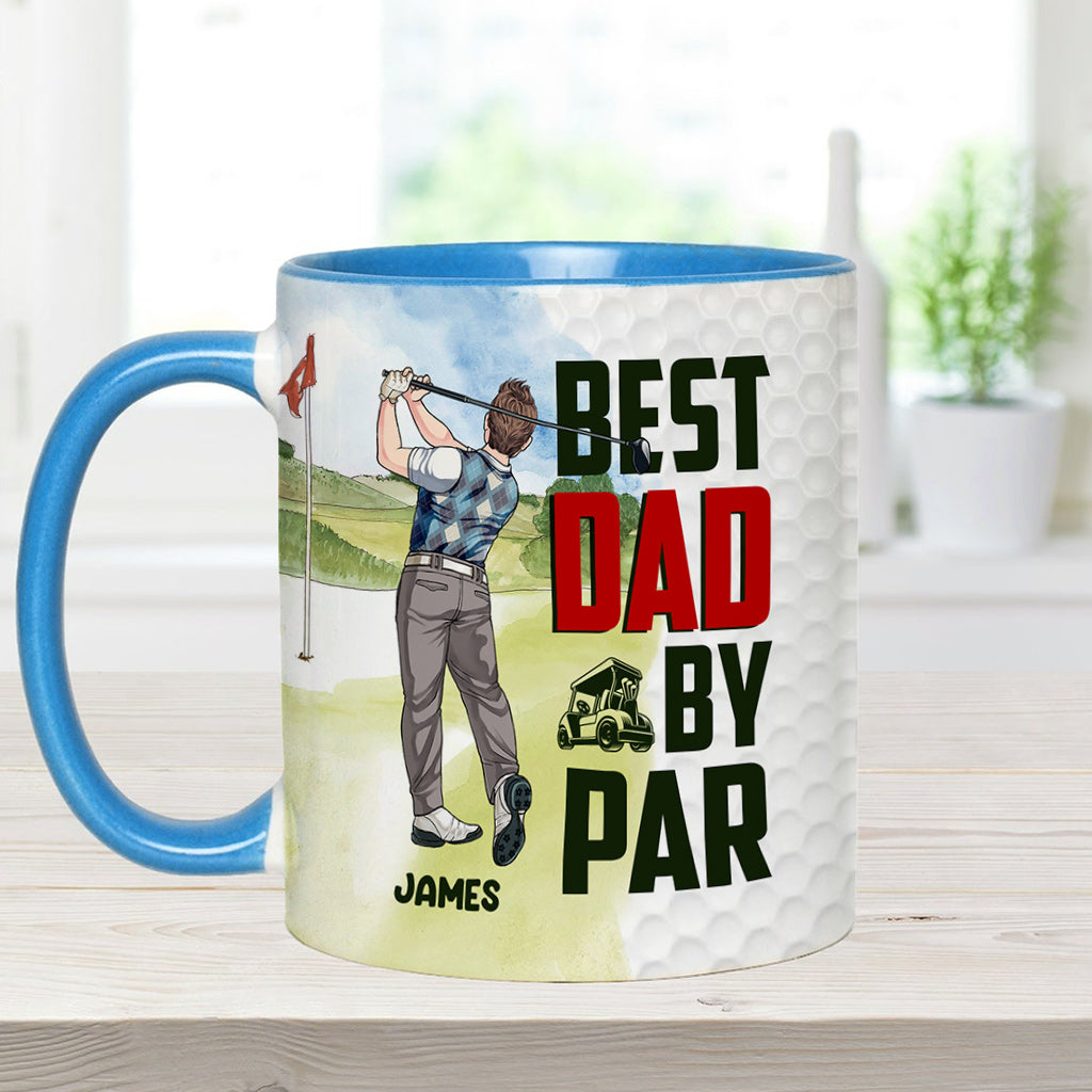 Best Dad by Par - Personalized Golf Accent Mug