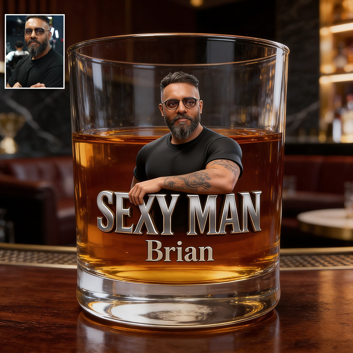 Custom From Photo - Personalized Father Whiskey Decanter Set