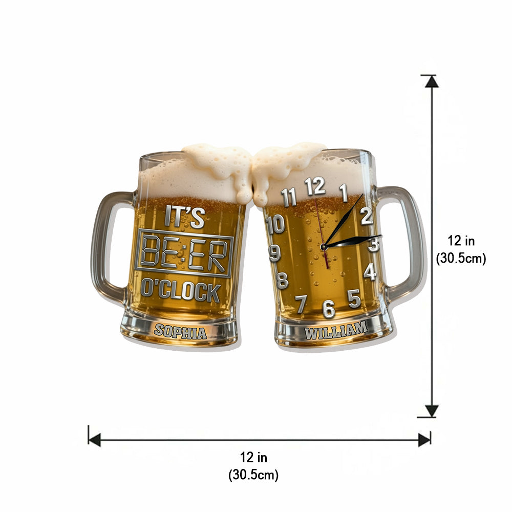 It's Beer O'clock - Personalized Beer LED Light Wall Clock