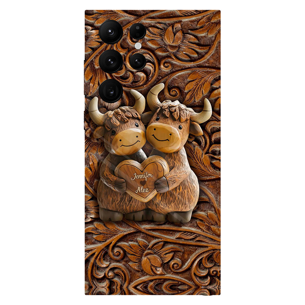 Cute Highland Cow Couple - Personalized Highland Cow Full Print Phone Case