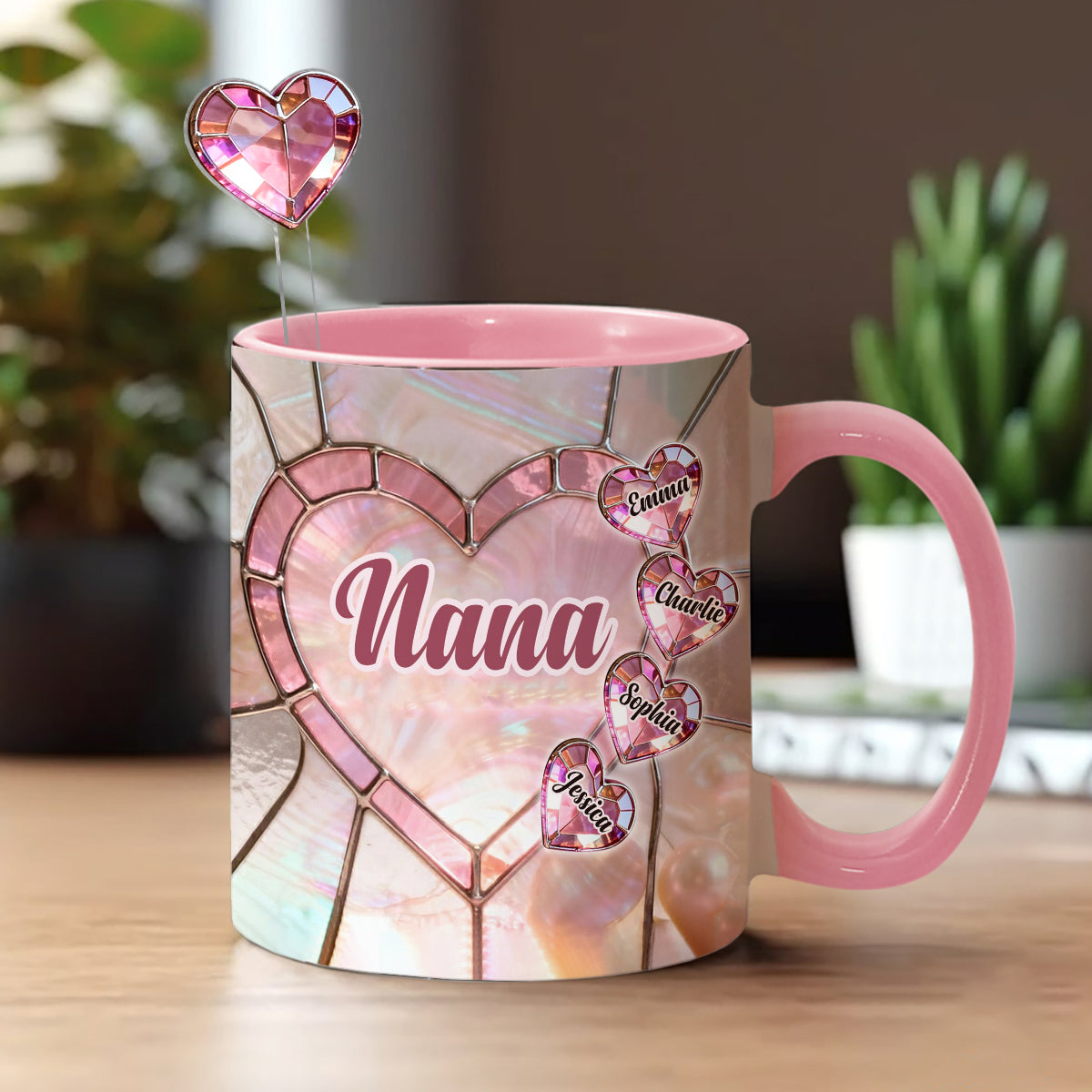 Blessed To Be Called Nana Mama Gigi Grandma - Personalized Grandma Set Accent Mug with Acrylic Stirrers