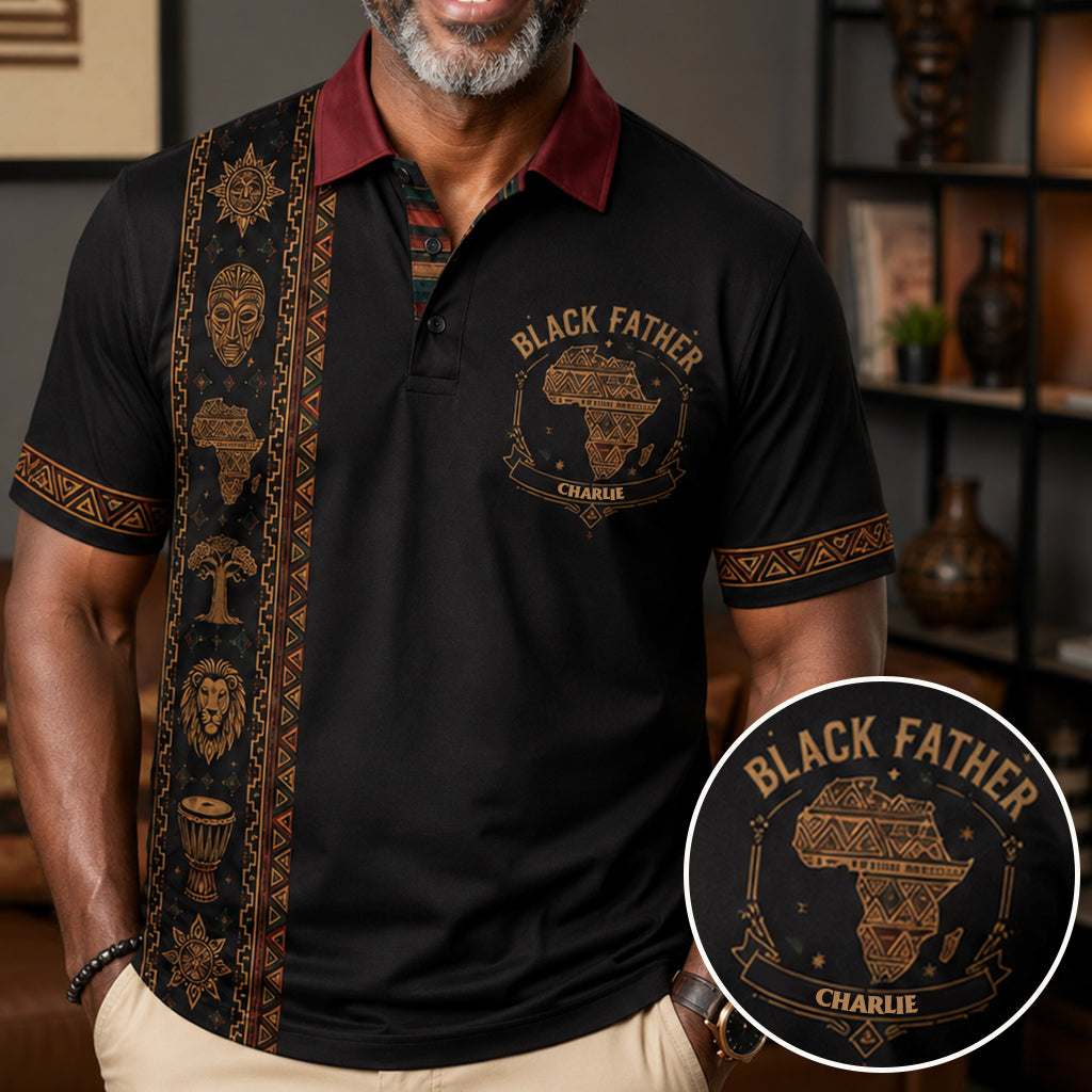 Black Dad Pride - Personalized Father Polo Shirt
