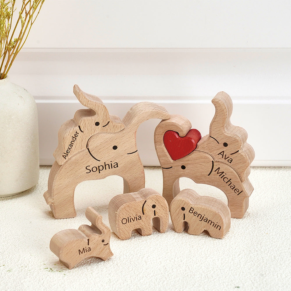 Elephant Family - Personalized Family Wooden Puzzle