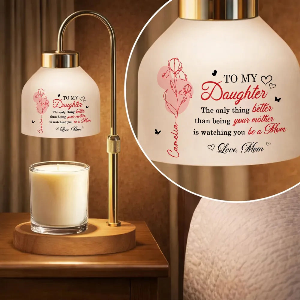 Candle Warmer Lamp Personalized for Daughter, Heartwarming New Mom Message, Sweet Bedroom Nightstand Gift