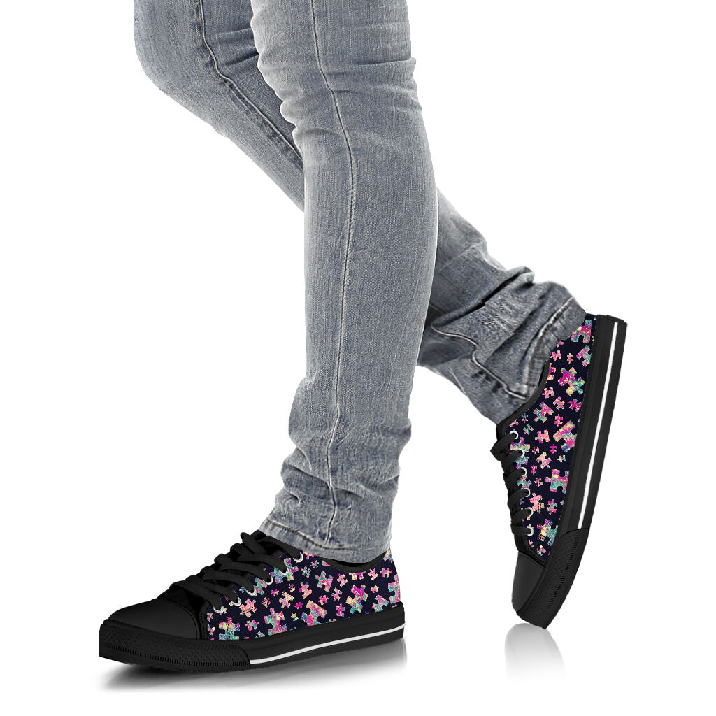 Colorful Puzzles Autism Awareness Low Top Shoes 0622