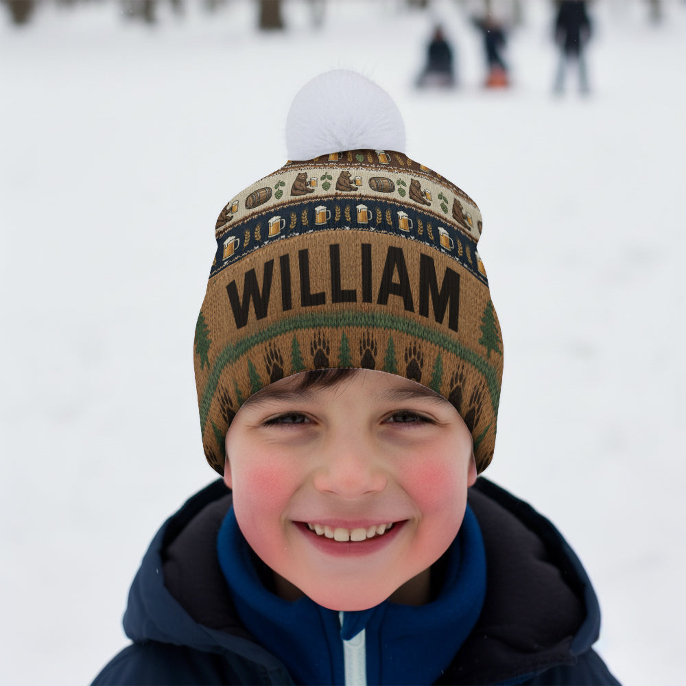 Holiday Brew Bear - Personalized Beer Beanie Hat