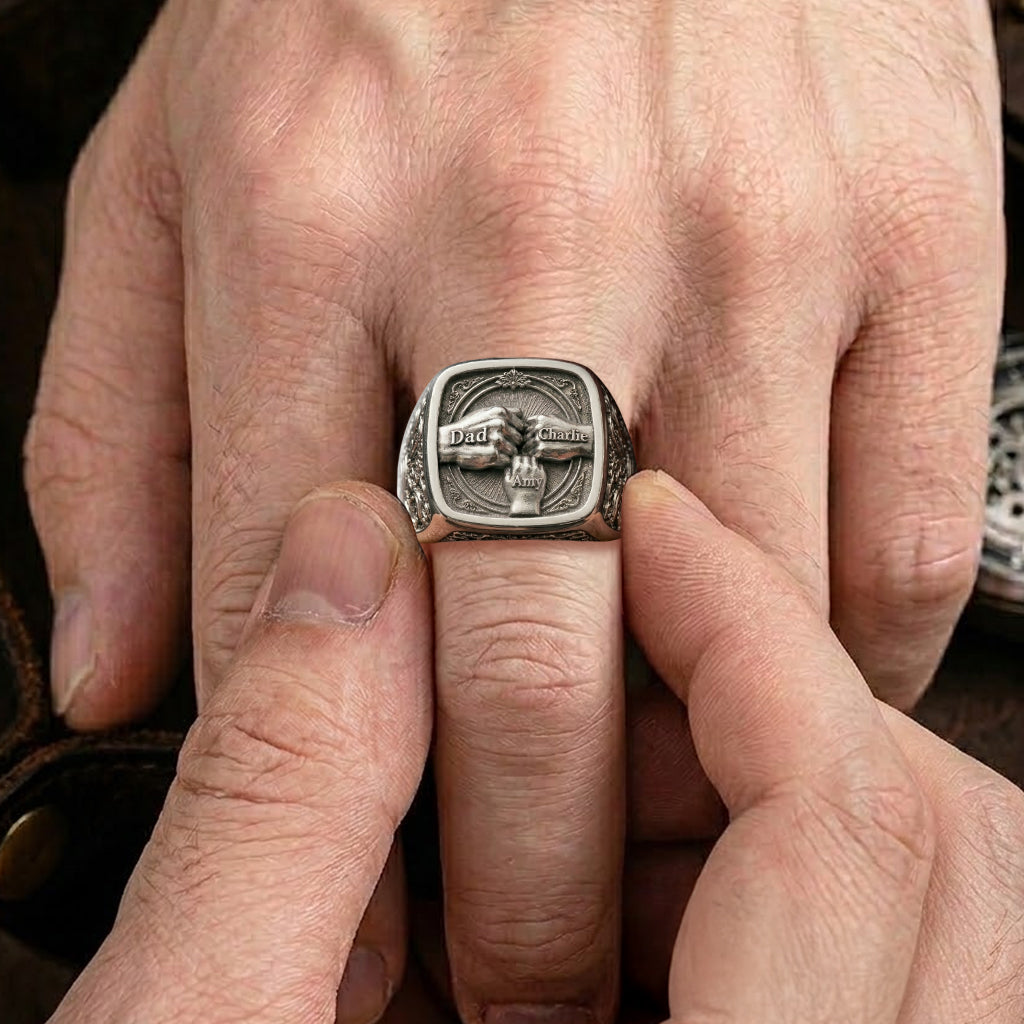 Best Dad Ever - Personalized Father Adjustable Shaped Ring