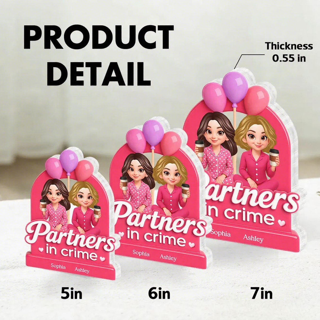 Pink Acrylic Block Plaque for Best Friends Gift