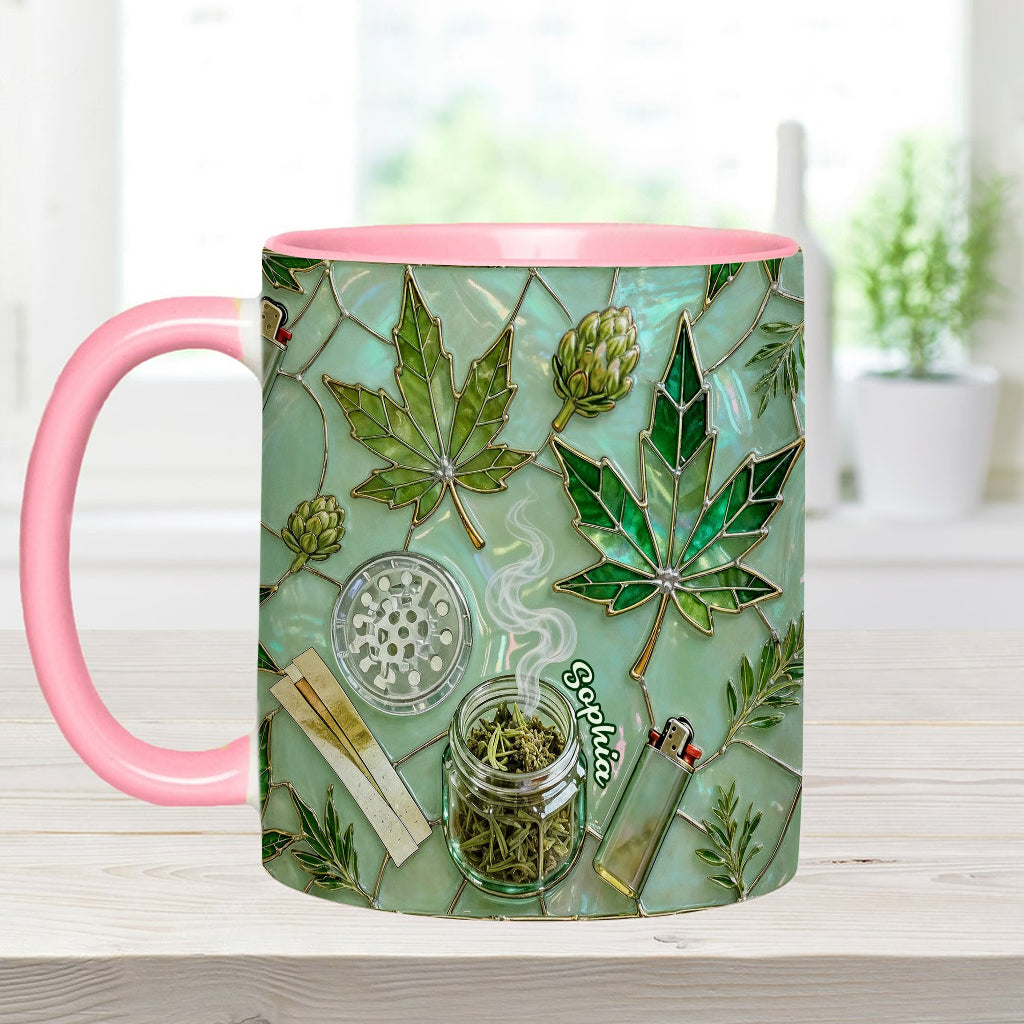 Green Magic Leaf - Personalized Weed Accent Mug & Coaster