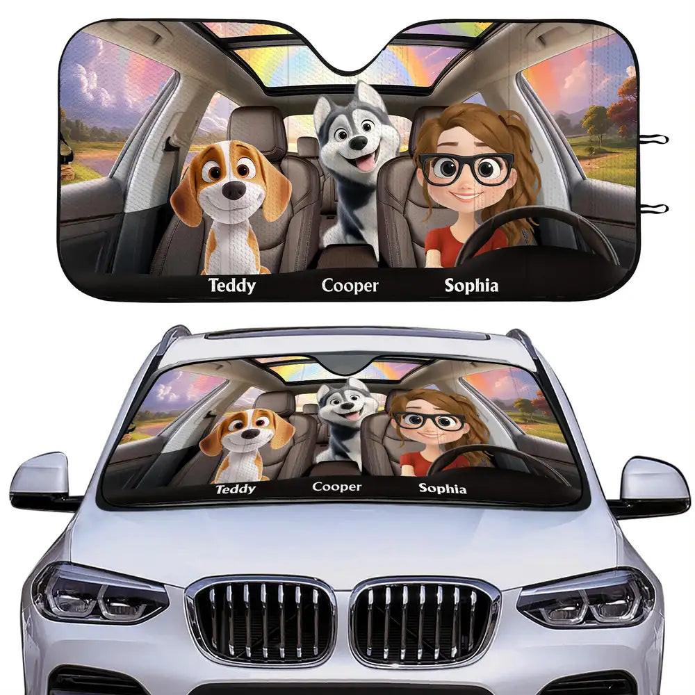 Life Is Better With My Dog - Personalized with Names of Your Loved Ones and Pets for a Fun and Unique Car Windshield Sunshade