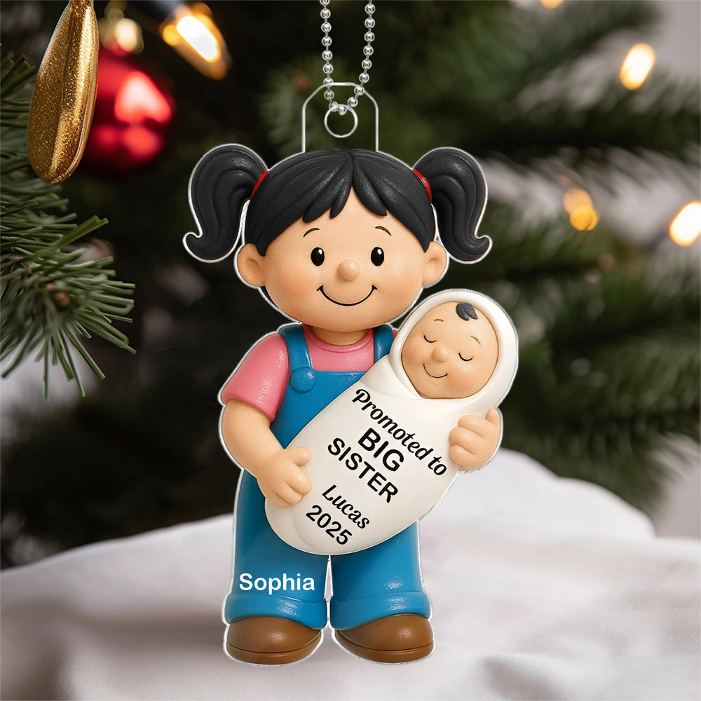 Big Sister Big Brother and New Baby Acrylic Ornament, sweet sibling hug, Christmas tree keepsake, heartwarming décor, a thoughtful gift for growing families
