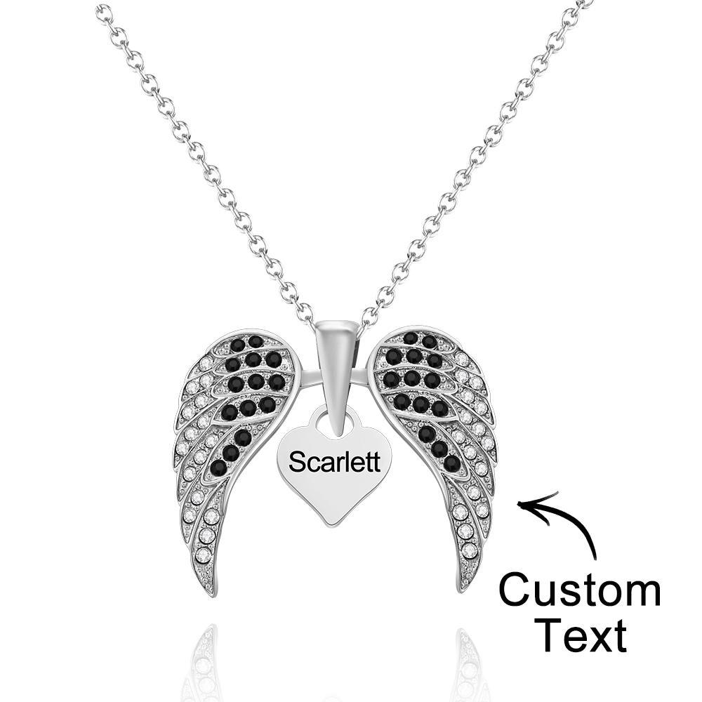 Angle Wing - Personalized Wing Heart-Shaped Engraved Necklace