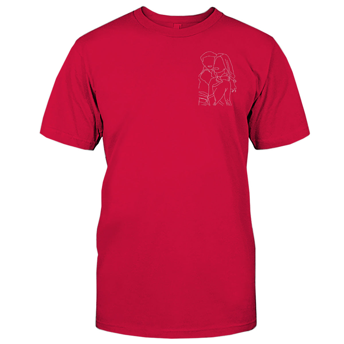 Custom Line Art - Personalized Aunt Embroidered T-shirt