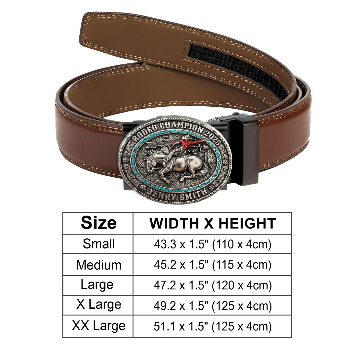 Custom From Any Photo, Rodeo Gift, Bull Riding - Personalized Western Outfit Leather Belt With Shaped Buckle