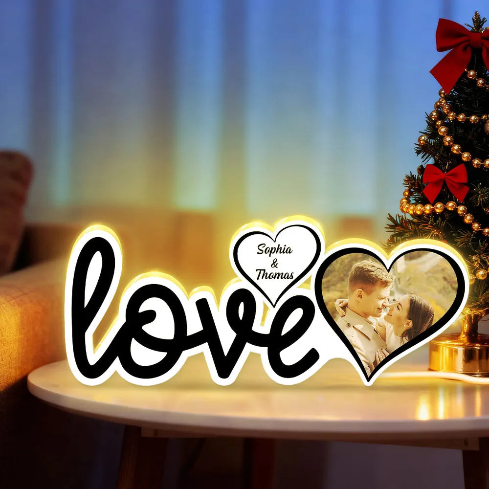Personalized Love Acrylic Light Box With Custom Photo, Cozy Bedroom Glow, Unique Romantic Gift for Couple