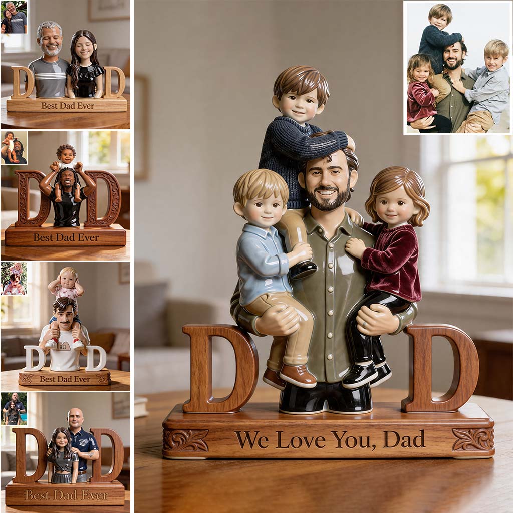 Best Dad Ever - Personalized Father Custom Shaped Wood Plaque