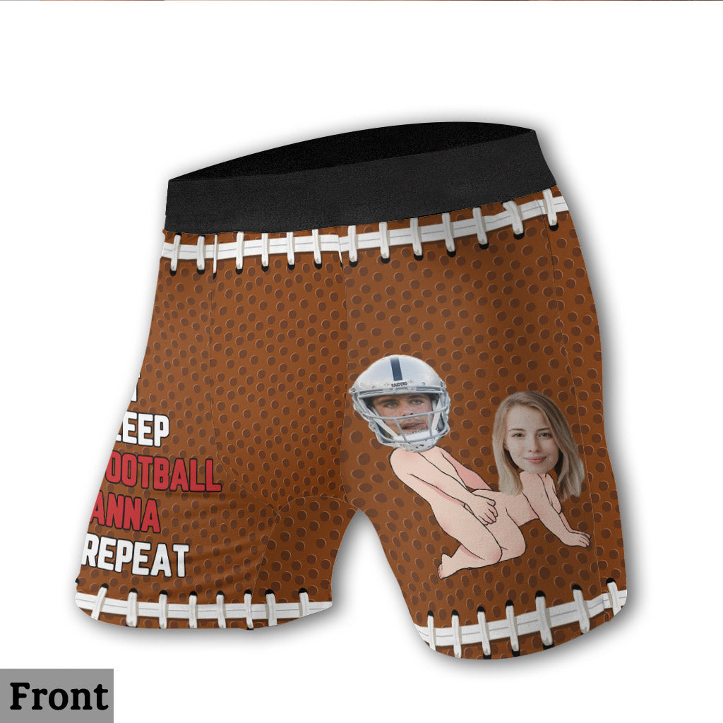 Eat Sleep Football You Repeat - Personalized Football Men’s Boxer Briefs